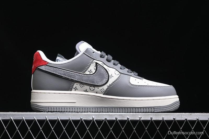 Nike Air Force 1 '07 Low Stussy Collaboration - Beige Grey Red Print Casual Sneakers - XZ6188-338