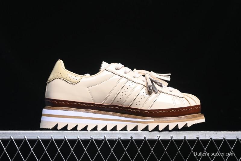 Adidas Clot x Superstar JQ6117 Shell Toe Sneakers with Preppy Style and Perforated Design - JQ6117