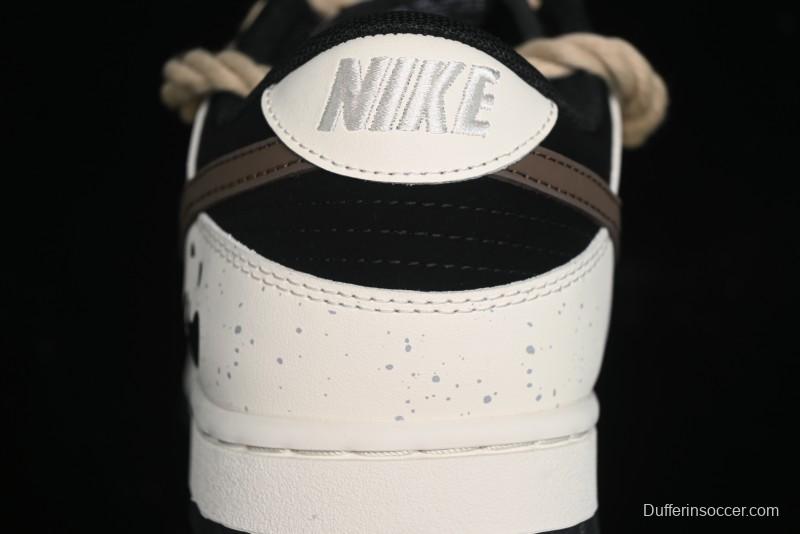 Nike Dunk Low Retro Casual Sneakers with Little Panda and Dopamine Mocha Design - DD1391-100