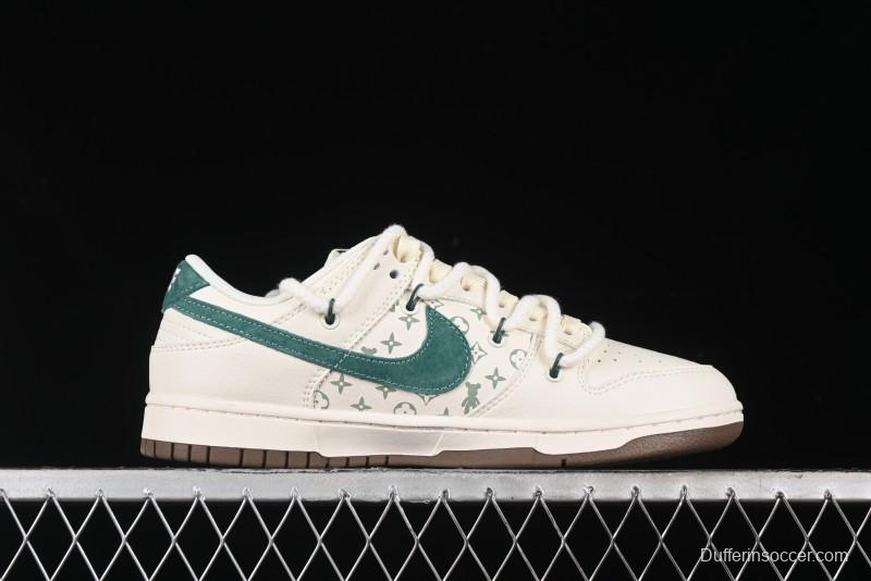 Nike SB Dunk Low Violent Bear Series - Strap Beige Green Check Anniversary High-End Custom Low-Top Casual Sneakers - SJ2068-292