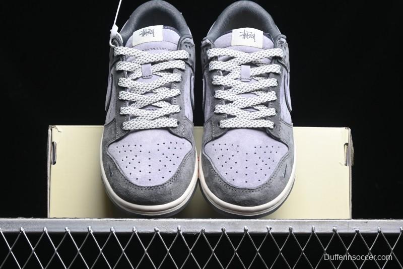 Nike SB Dunk Low Stussy Collaboration - Granite Grey Anniversary Custom Low-Top Casual Skate Shoes - XS1086-008