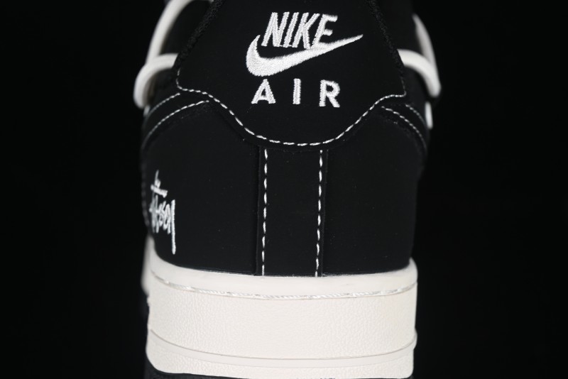 Nike Air Force 1 '07 Low Stussy Collaboration Black White Lace-Up Low-Top Casual Sneakers - SJ1198-108