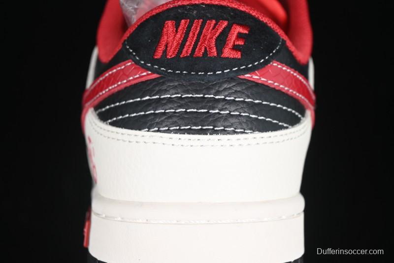 Nike SB Dunk Low Supreme Year of the Snake Limited Edition Red Black Snake Print Anniversary Custom Low-Top Casual Skate Shoes - XS1086-014