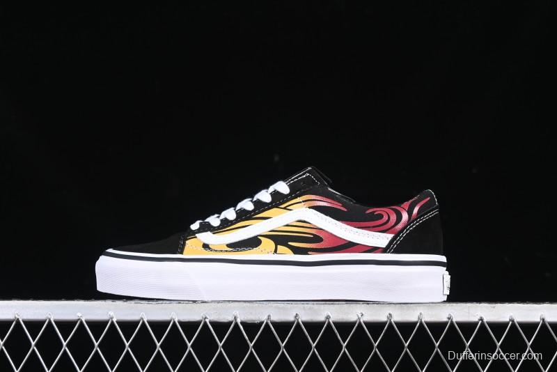 Vans Old Skool Flame Red Low-Top Casual Skate Shoes - VN000CQDBA5