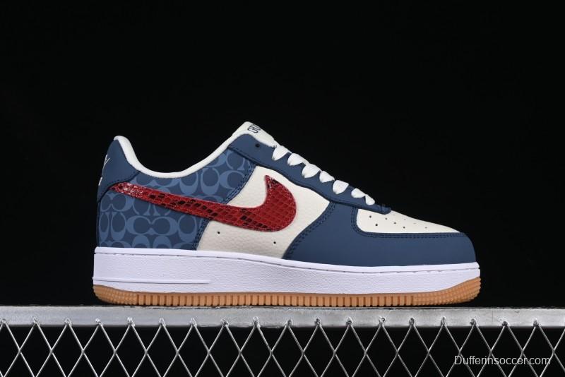 Nike Air Force 1 '07 Low Gucci Collaboration Snake Pattern Red Swoosh Casual Sneakers - DF0188-039