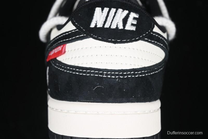 Nike SB Dunk Low Carhartt x Supreme Collaboration - Strap Black Hook Anniversary High-End Custom Low-Top Casual Skate Shoes - YX5066-237