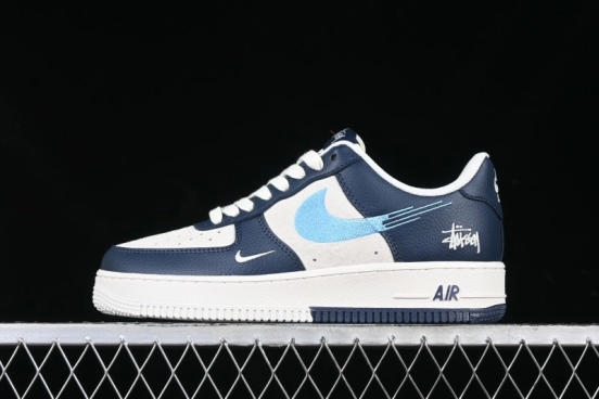 Nike Air Force 1 '07 Low Stussy Collaboration Green Embroidered Swoosh Custom Casual Sneakers - DM6688-021