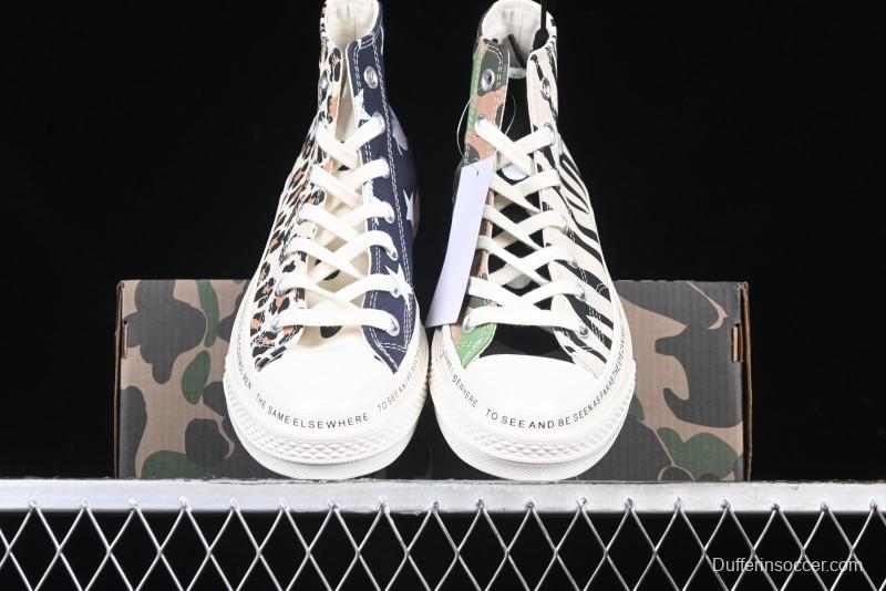 Converse x Brain Dead High Top Casual Sneakers with Mismatched Camouflage Design - A12219C