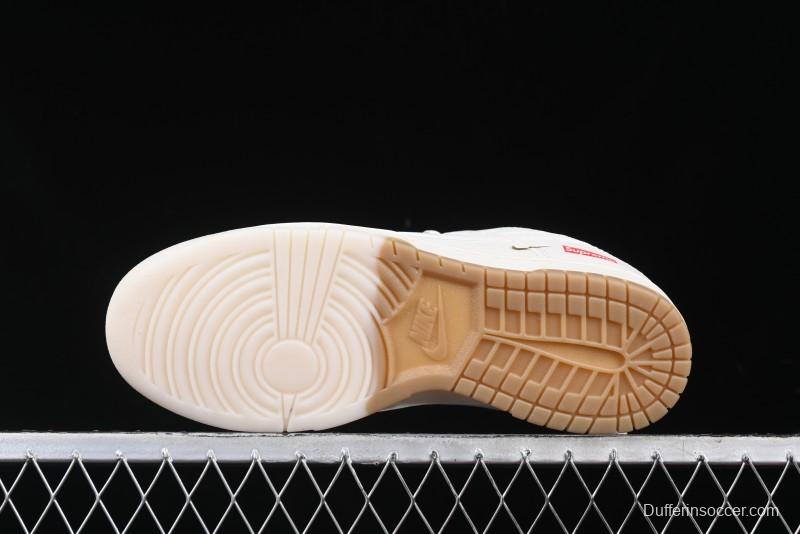 Nike SB Dunk Low Supreme Collaboration Two-Tone Khaki Anniversary High-End Custom Low-Top Casual Skate Shoes - BB8675-111