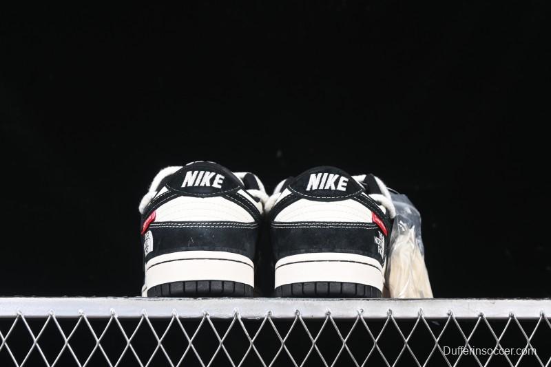 Nike SB Dunk Low The North Face x Supreme Anniversary Edition Customized Lace-Up Black White Black Swoosh Casual Skate Shoes - YX5066-227