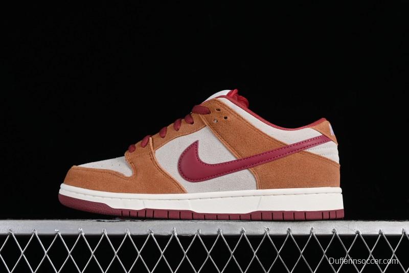 Nike SB Dunk Low Pro Brown Red Colorway SB Low Top Casual Skate Shoes - BQ6817-202