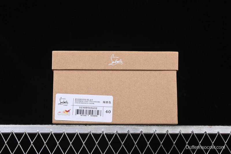 Christian Louboutin Funnyto Flat French Luxury Brand Green Color Block Low Top Sneakers - X.D4