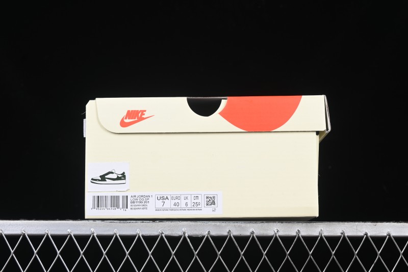 Nike Travis Scott x Fragment Design x Air Jordan 1 Low OG SP AJ1 Stussy Collaboration Bamboo Green Low-Top Casual Sneakers - BB1199-201