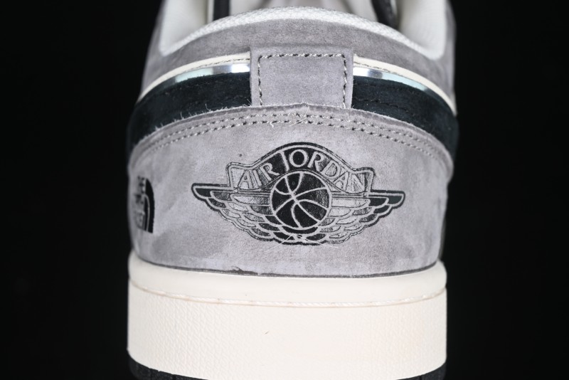 Nike Air Jordan 1 Low AJ1 The North Face Collaboration - Grey Black Toe Retro Basketball Shoes - XX3318-512