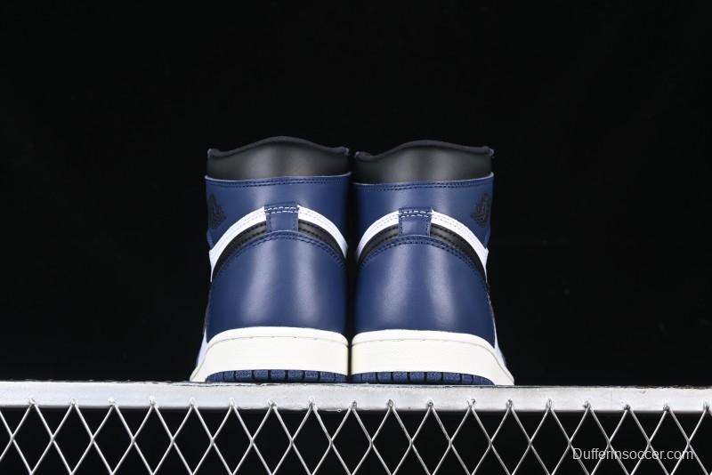Nike Air Jordan 1 High OG "Midnight Navy" Basketball Shoes with Full Leather Construction - DZ5485-401
