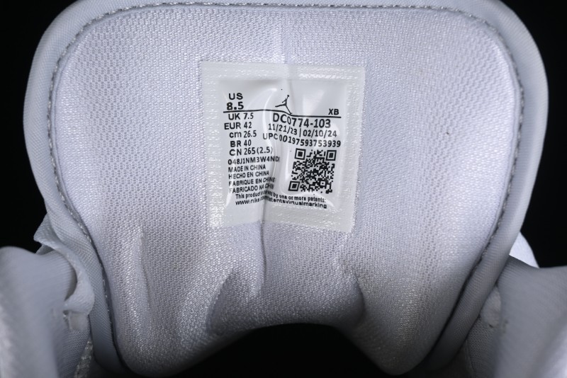 Nike Air Jordan 1 Low AJ1 White Grey Low-Top Lifestyle Basketball Shoes - DC0774-103