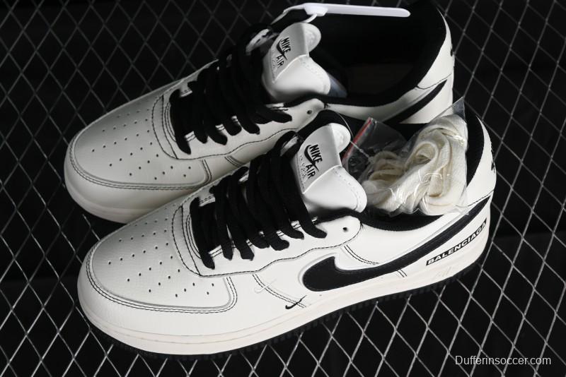 Balenciaga x Nike Air Force 1 '07 Low Triple Swoosh Beige Black Casual Shoes - FR0538-090