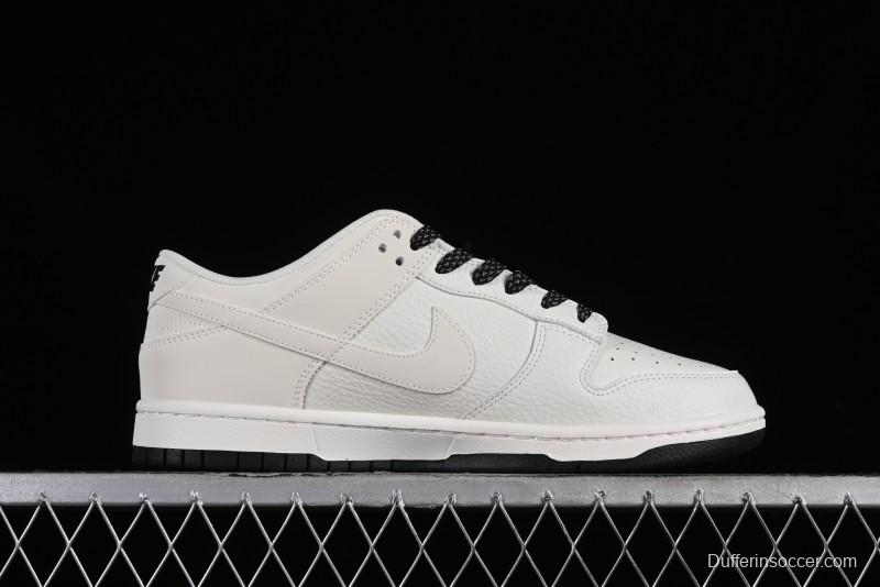 Nike SB Dunk Low Collaboration Three Swooshes Beige Black Color Low Top Casual Skateboarding Shoes - NK5639-321