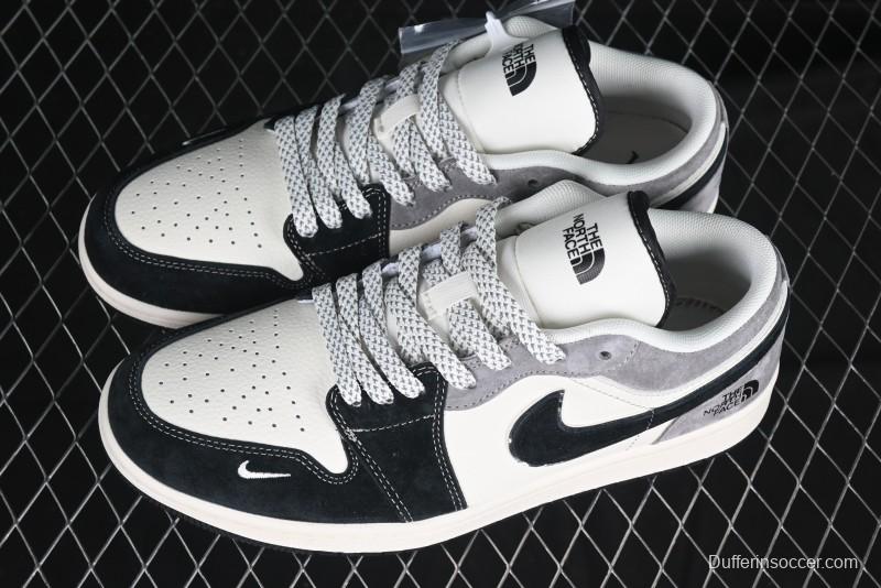 Nike Air Jordan 1 Low AJ1 The North Face Collaboration - Grey Black Toe Retro Basketball Shoes - XX3318-512