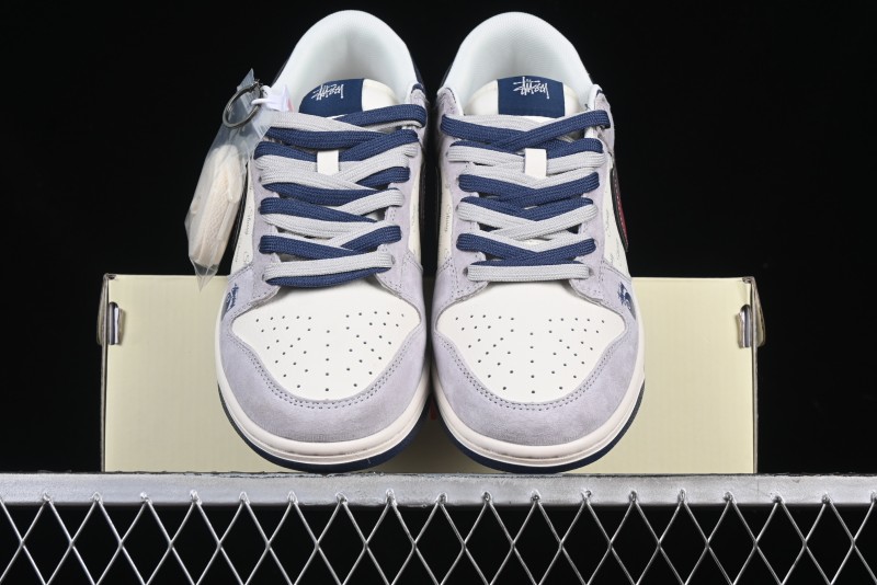 Nike SB Dunk Low Stussy Collaboration Black Burgundy Swoosh Anniversary Custom Low-Top Casual Skate Shoes - DM6868-022