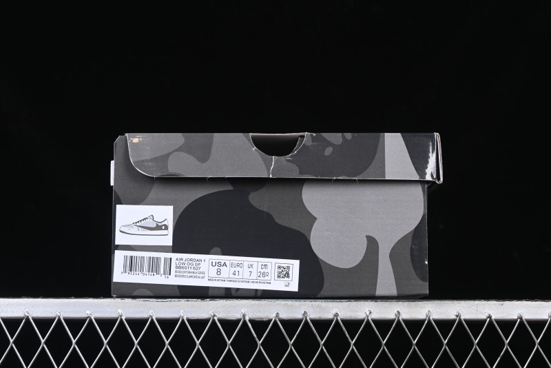 Nike Travis Scott x Fragment Design x Air Jordan 1 Low OG SP AJ1 Bape Collaboration Tea Brown Low-Top Casual Sneakers - BB6511-627