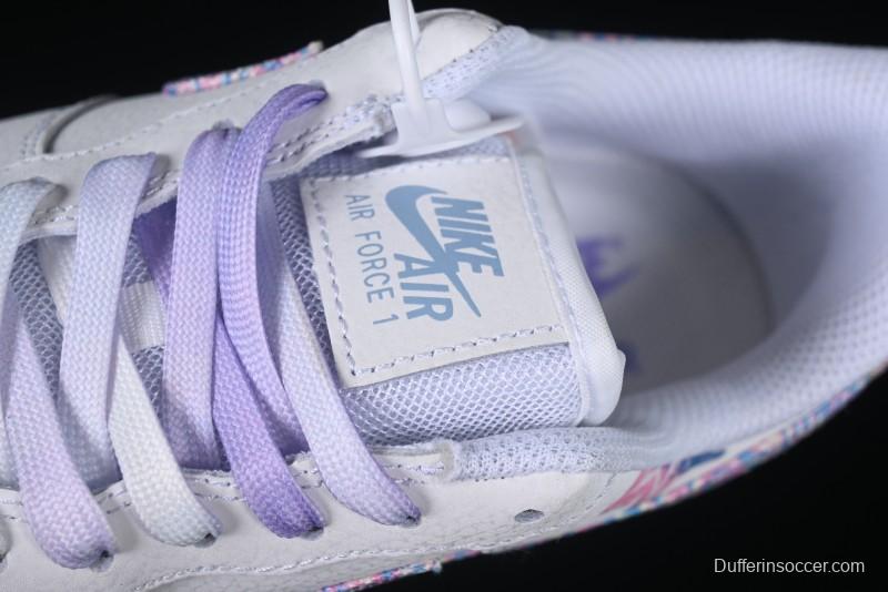 Nike Air Force 1 '07 Low Double Hearts Casual Sneakers with Hand-Drawn Anime Doodle and Pink Blue Hearts - CZ0377-002