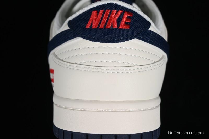 Nike Supreme x SB Dunk Low Balenciaga Collaboration - Off White Blue Canvas Anniversary High-End Custom Low-Top Casual Sneakers - XX2025-310