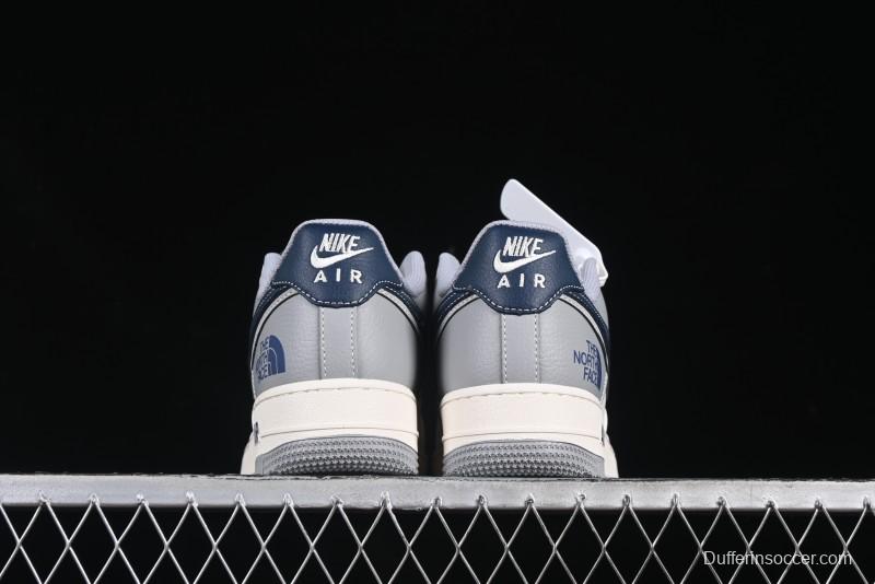 Nike Air Force 1 '07 Low The North Face Collaboration Grey Blue Double Swoosh Casual Sneakers - XS1958-520