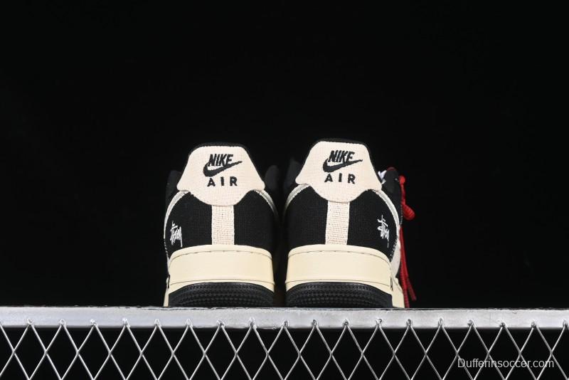 Nike Air Force 1 '07 Low Stussy Collaboration Beige Black Low-Top Casual Sneakers - XZ6188-762
