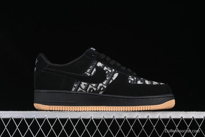 Nike Air Force 1 '07 Low Dior Collaboration Black Gum Knit Casual Sneakers - KK1988-058