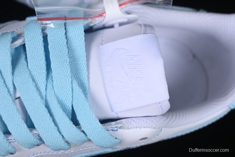 Nike Air Force 1 '07 Low Casual Sneakers with White & Blue Swoosh - CW2288-026