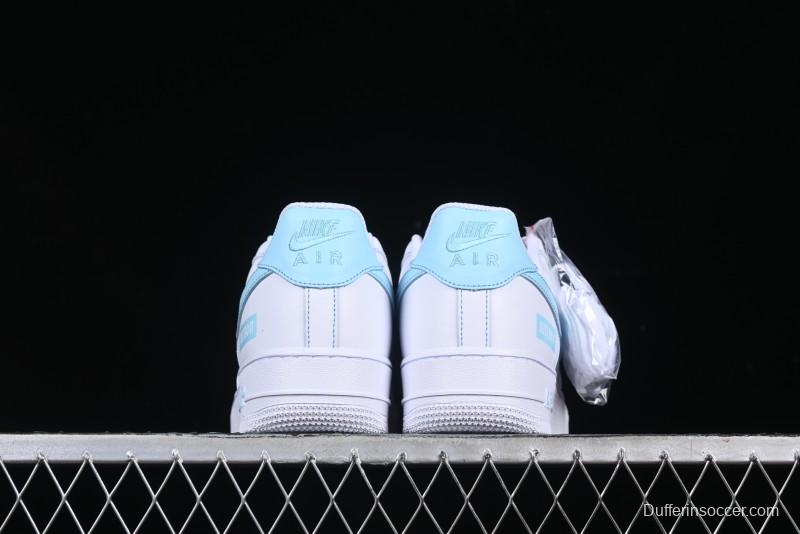 Nike Air Force 1 '07 Low Casual Sneakers with White & Blue Swoosh - CW2288-026