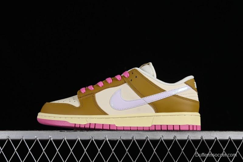 Nike Dunk Low "Just Do It" SB Low-Top Casual Skate Shoes in Coconut Milk and Pink - FD8683-700