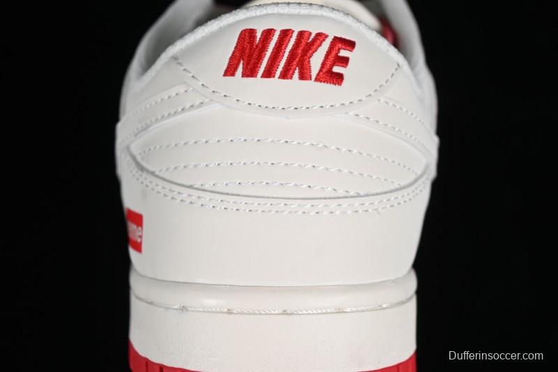 Supreme x Nike SB Dunk Low Anniversary Custom White Red Colorway Low-Top Casual Skate Shoes - BB8657-107