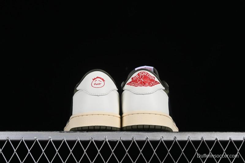 Nike Travis Scott x Air Jordan 1 Low OG AJ1 Reverse Swoosh Sneakers - DM7866-200