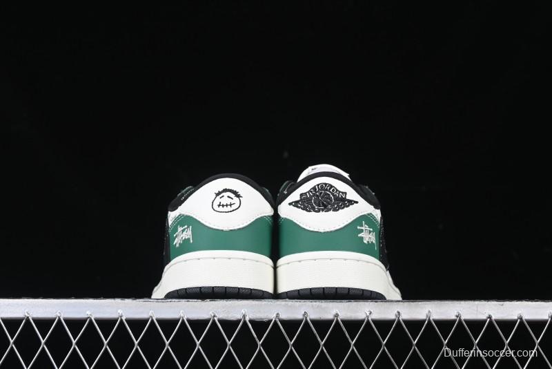 Nike Travis Scott x Fragment Design x Air Jordan 1 Low OG SP AJ1 Stussy Collaboration - Black Green - AG3702-805