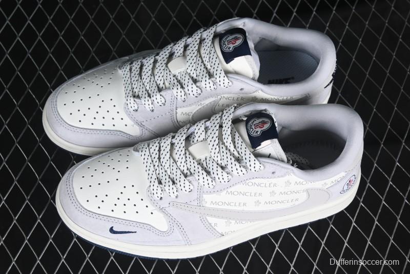 Nike Travis Scott x Fragment Design x Air Jordan 1 Low OG SP AJ1 Moncler Collaboration White Grey Low Top Casual Sneakers - AG3702-806