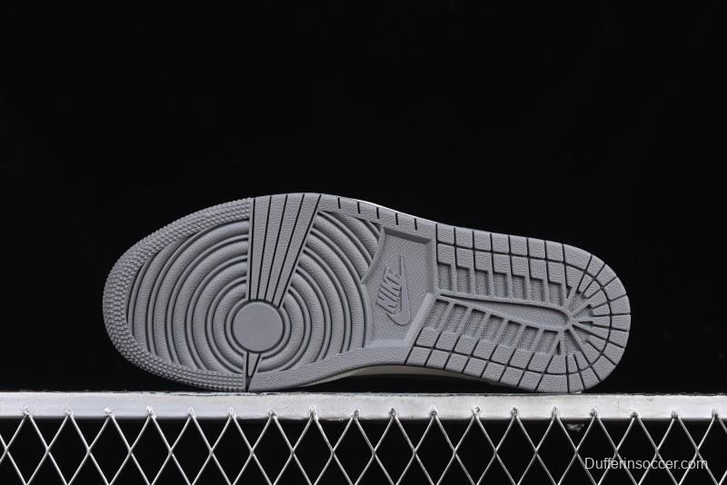 Nike Travis Scott x Fragment Design x Air Jordan 1 Low OG SP AJ1 Snake Year Limited Grey Snake Scale with Grey Swoosh Low-top Casual Sneakers - XS3086-009