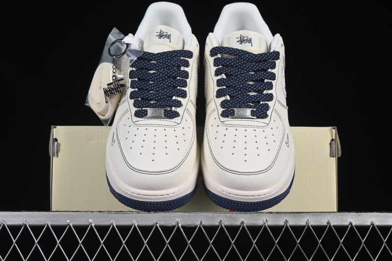 Nike Air Force 1 '07 Low Stussy Collaboration Grey Swoosh Casual Sneakers - HH7518-063