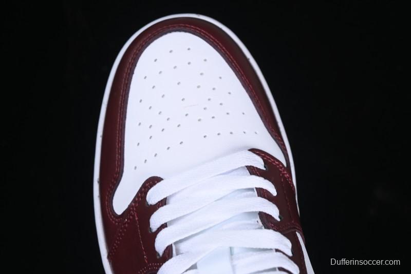 Nike Air Jordan 1 Low AJ1 Retro Lifestyle Sneakers in White and University Red - HF3148-102