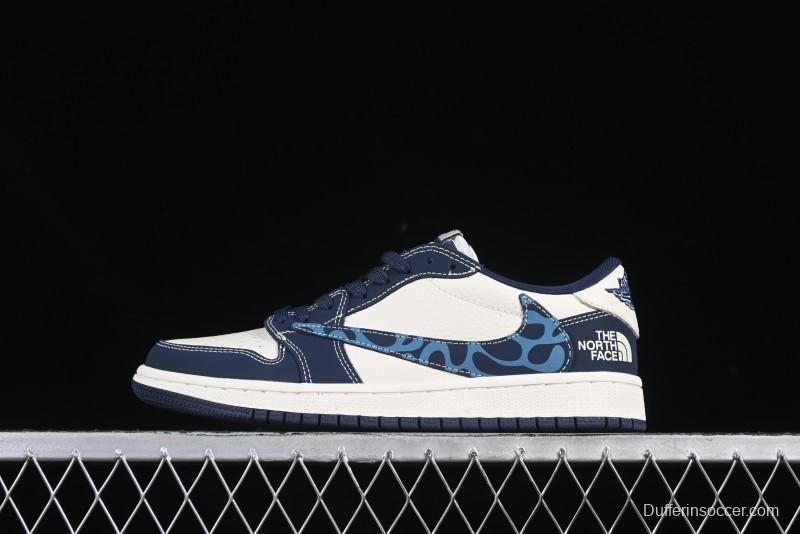 Nike Travis Scott x Fragment Design x Air Jordan 1 Low OG SP Abstract Pattern Low-Top Casual Sneakers - LD2025-003