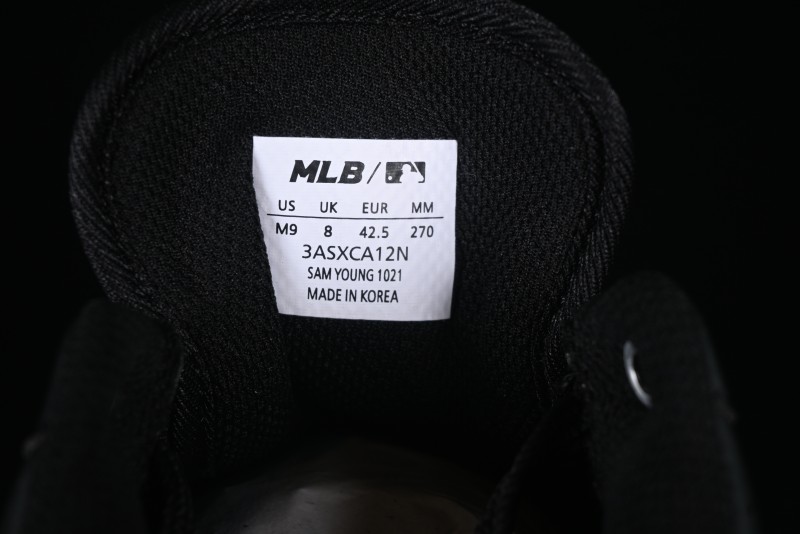 NY Yankees Black Leather Sneakers – Bold Orange Logo Edition