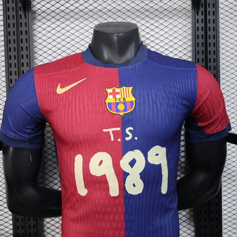 Player Version 25/26 FC Barcelona Home  with Pink "T.S. 1989" Jersey
