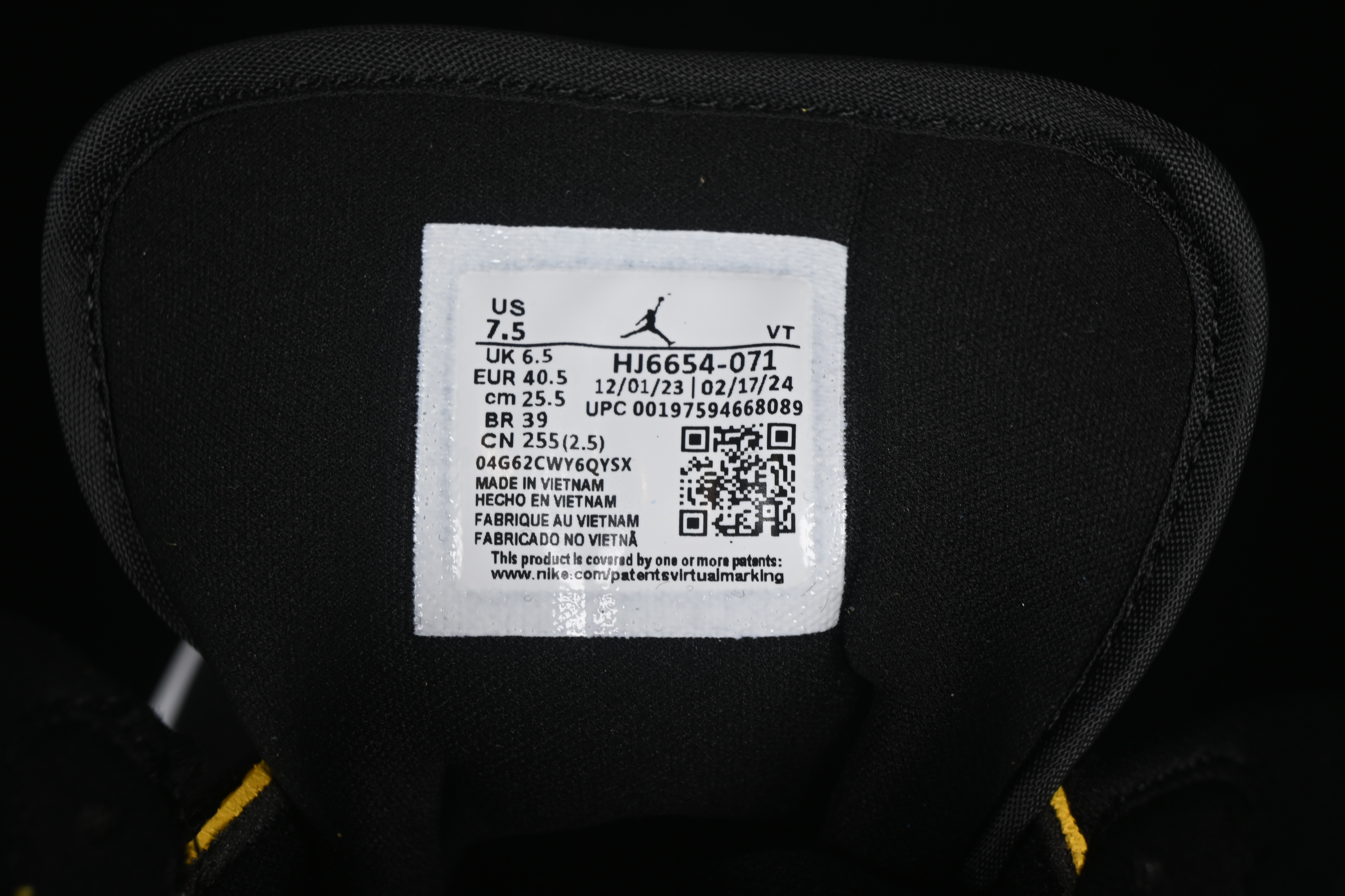 Nike Air Jordan 1 Mid AJ1 Black Yellow Mid-Top Casual Sneakers - HJ6654-071