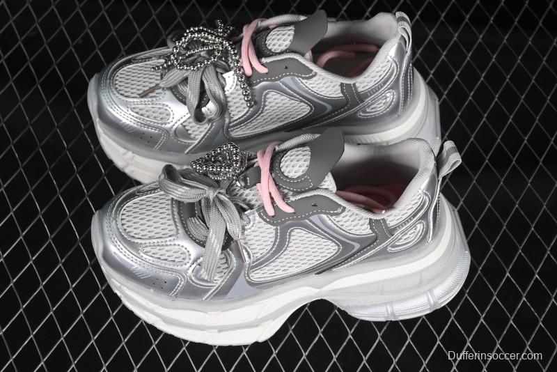 GG-CC Thick Sole Casual Running Shoes with Fashionable Design - G25S2507 Silver
