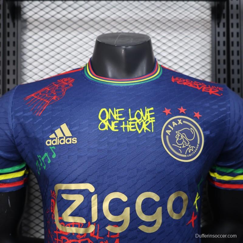 Player Version 25/26 JAjax Jersey with Bob Marley Tribute Design and Inspirational Quotes