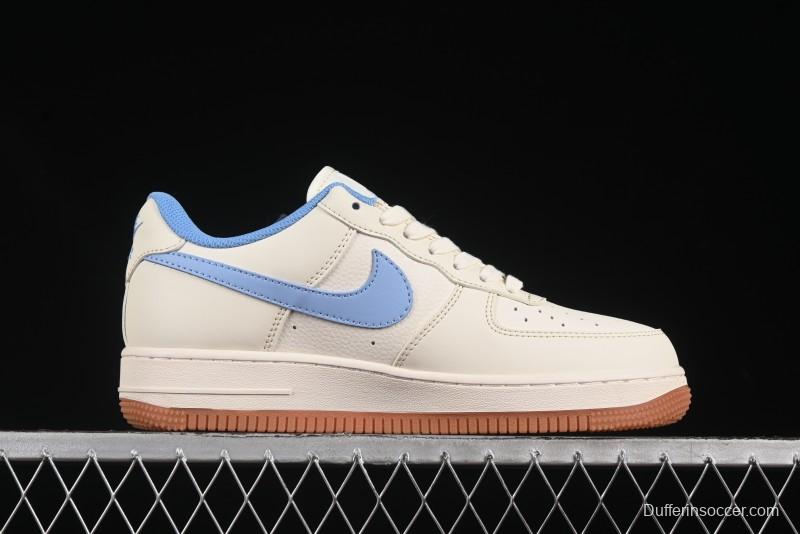 Nike Air Force 1 '07 Low Supreme Collaboration Blue Swoosh Gum Sole Casual Sneakers - XS1958-547