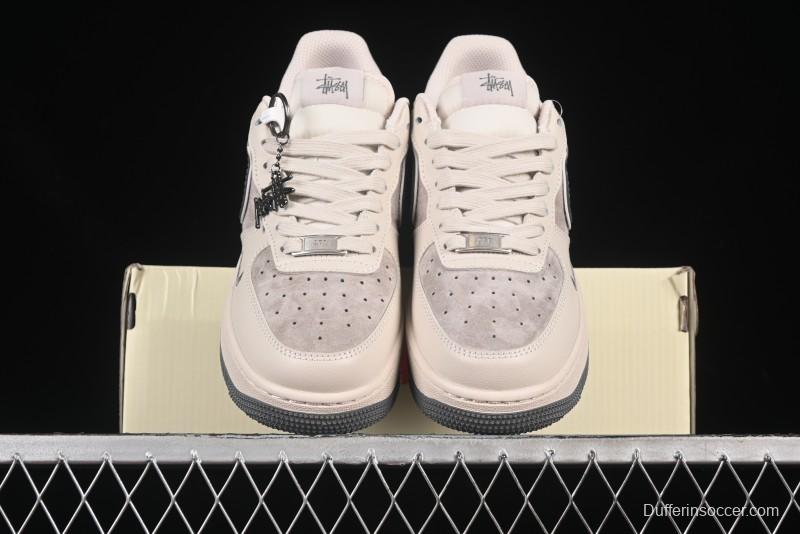Nike Air Force 1 '07 Low Stussy Collaboration Pig Grey Swoosh Grey Sole Casual Sneakers - XX3168-126