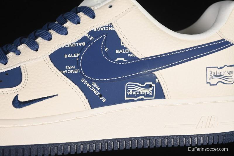 Nike Air Force 1'07 Low Balenciaga Collaboration Blue Woven Label Low-Top Casual Sneakers - DF0188-062
