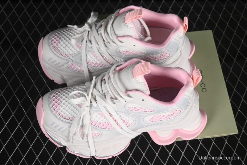 GG-CC Starry Sky Particle Silver White Lace-up Hollow Out Chunky Sneakers with 5cm Height Boost - G25U9778